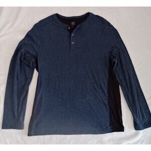 Mens Rock and Republic Henley Long Sleeve Shirt Thin Material Dark Teal Black LG